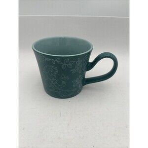 Disney Store Snow White Mug Cup Teal Green White Etched 16 oz Large Handle Used